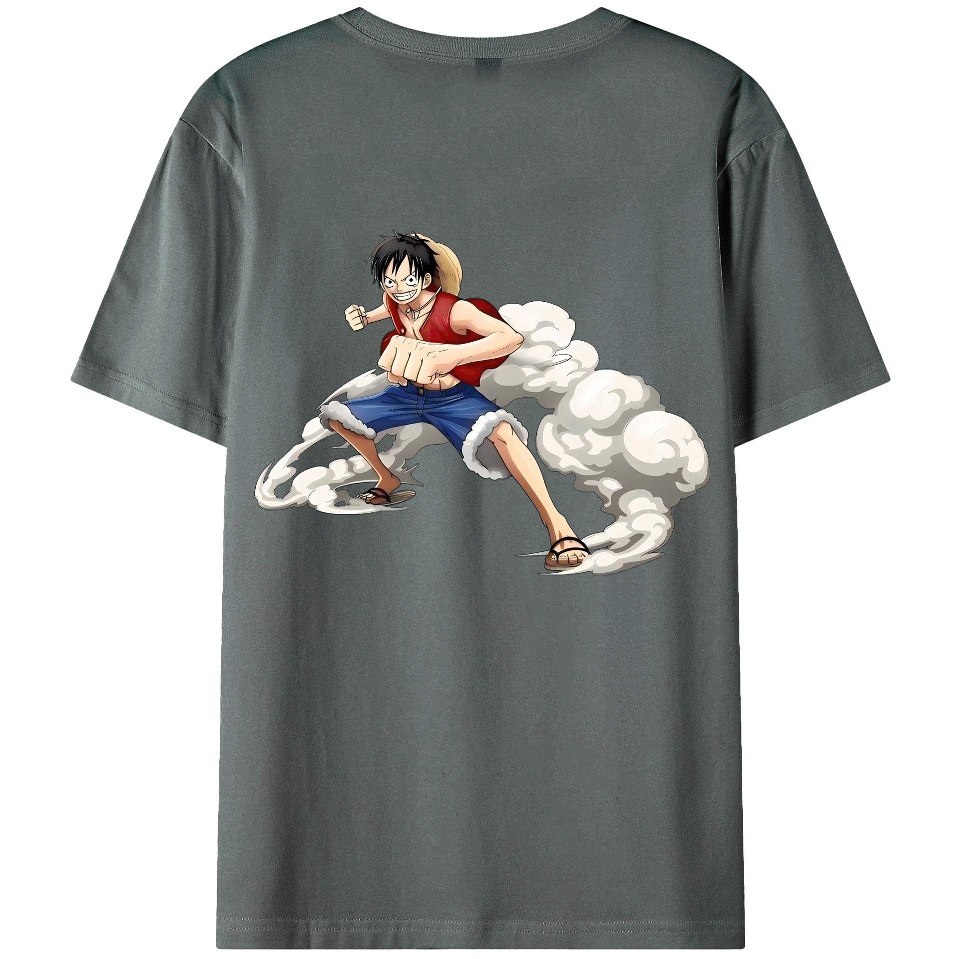 （画像用） ワンピース モンキー・D・ルフィ ONE PIECE Monkey D. Luffy 綿100％ メンズ半袖Tシャツ（バックプリント） 通気性